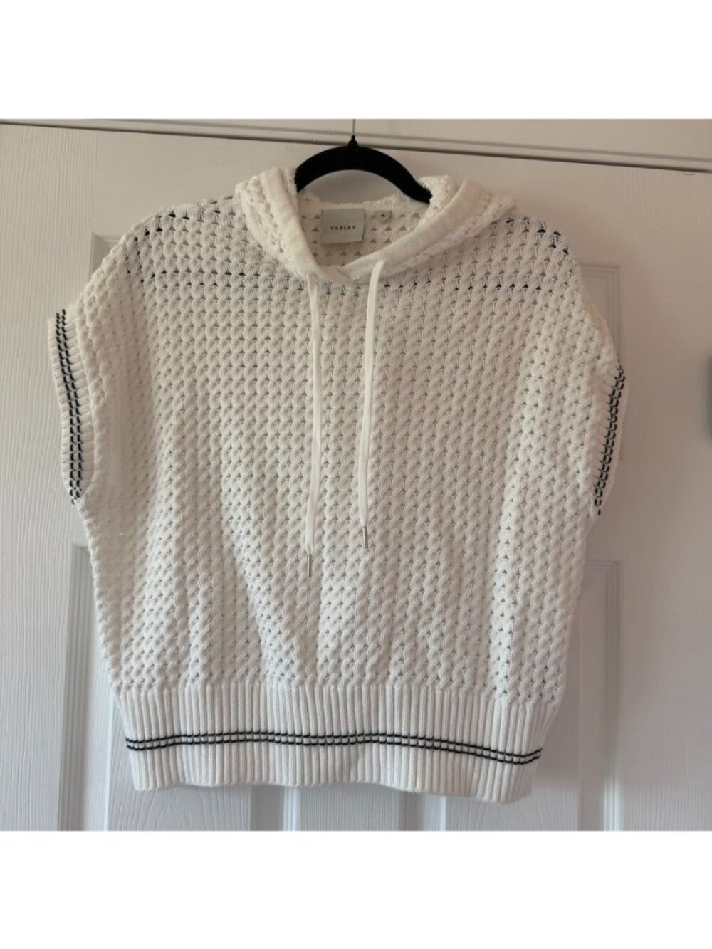 Varley Cotton Open Stitch Soft Knit Hoodie Sporty Shirt Size Medium